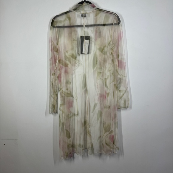 Marilyn Sheer Floral Mesh Tunic Cardigan Size 1 Lightweight Romantic - Picture 5 of 12